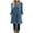 Blue, variant on WREESH Womens Fashion Long Puff Sleeve Dress Side Button Casual Solid Color Long Sleeve Round-Neck Calf Dress Pullover Red