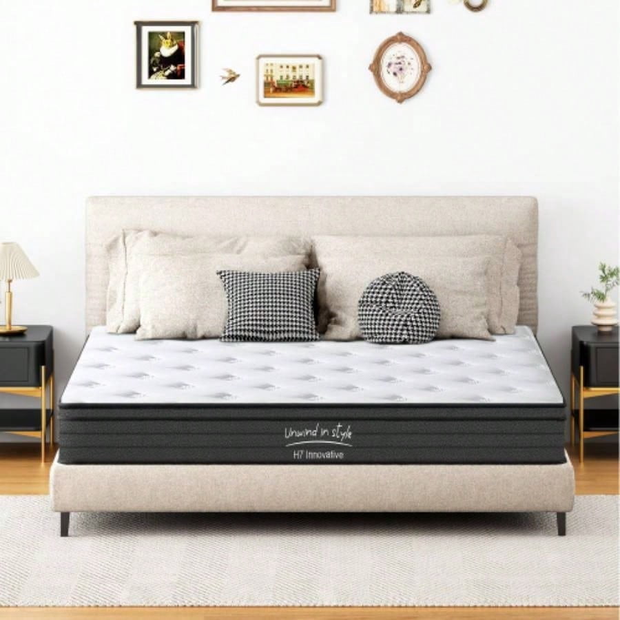 10 Inch King Size Hybrid Mattress, Individually Pocketed Innerspring, Medium Firm for Stable Support