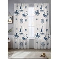 thumbnail image 2 of Coastal Nautical Sheer Curtains 84 Inch Length 2 Panels Set Window Treatments, Summer Ocean Octopus Starfish Grey Wave Rod Pocket Semi Curtains for Living Room/Bedroom/Kitchen Décor, 104"W x 84"L, 2 of 7
