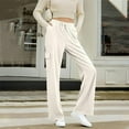 thumbnail image 2 of DHFJKG Womens Corduroy Pants High Waisted Elastic Drawstring Cargo Loose Fit Wide Leg Joggers Pants With Pockets Stylish Trousers, 2 of 5