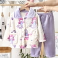 thumbnail image 3 of New 2023 Kids Winter Soft Flannel Pajamas Clothing Sets Boys Girls Cartoon Thicken Warm Lapel Tops with Pants Pyjamas Sleepwear, 3 of 4