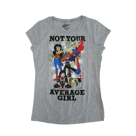 DC Comics Girls Gray Super Hero Cartoon Character Cotton T-Shirt