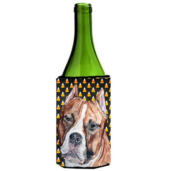 Staffordshire Bull Terrier Staffie Candy Corn Halloween Wine bottle sleeve Hugger  24 Oz.