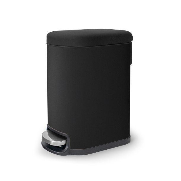 Bote de basura con pedal Acento de 5L Basurero acero inoxidable con tapa cubeta interior extraíble Negro Mate