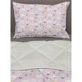 thumbnail image 3 of Kitten Comforter & Sham Bedding Set, Flowers Cats with Striped Tails and a Ribbon, 3 pcs Duvet Set Microfiber Filling Quilt, 5 Sizes, Mauve Pale Pink, by Ambesonne, 3 of 4