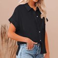 thumbnail image 3 of Parte Superior De La Moda Blusas básicas de algodón Ropa diaria de manga corta para mujer de corte holgado (negro L) Ygjytge para Mujer Negro T M, 3 of 7