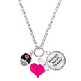 thumbnail image 1 of Delight Jewelry Silvertone Hot Pink Dots on Black Spinner - Hot Pink Heart Nurse Strong Zoe Necklace, 1 of 4