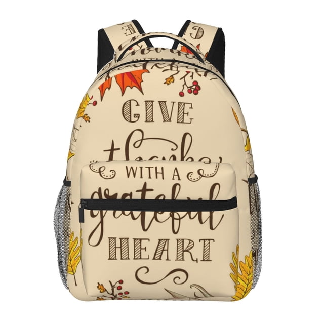 Easygdp Thanksgiving With A Grateful Heart Mochila Ergonómica Versátil para Laptop - Múltiples Bolsillos, Correas Ajustables, Unisex para Escuela, Viajes y Actividades al Aire Libre-One Size