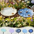 thumbnail image 7 of Bird Bath for Outside,Ceramics Bee Watering Station Bowl with Metal Stake,Flower Shaped Bee Bath for Garden,Yard & Lawn Decor,Green, 7 of 7