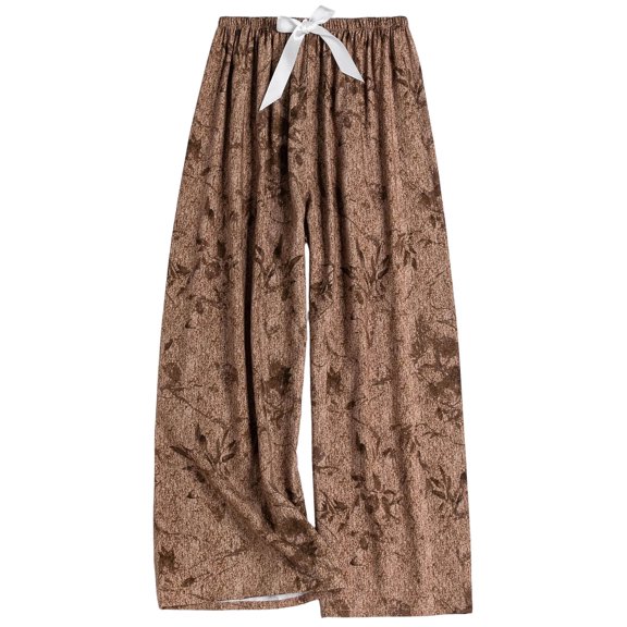 ROHUUQUE Pajama Pants for Women Printed Loose Fit Elastic Waist Night Pjs Pant Thin Casual Summer Home Sleep Bottoms