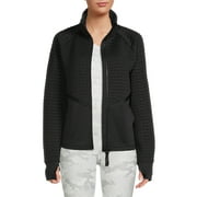 Avia Women's Full Zip Quilted Mixed Media Jacket With Thumbholes