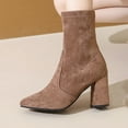thumbnail image 4 of Women's Casual Pointed Toe Thick Heel Suede Ankle Boots, Stylish High Heel Short Booties for Daily Wear and Outdoor Activities, 4 of 8