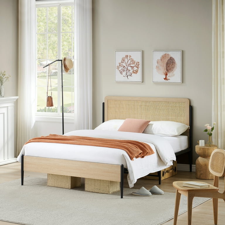 Natural double bed frame discount