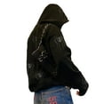 thumbnail image 3 of Sunloudy Women Spring Fall Coat, Rhinestones Skull/ Spider Print Long Sleeve Hooded Jacket with Zipper, 3 of 5