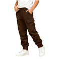 thumbnail image 2 of Boys Cargo Sweatpants Soft Relaxed Fit Casual Elastic Waist Kids Joggers Active Pants Brown 12 Years, 2 of 8