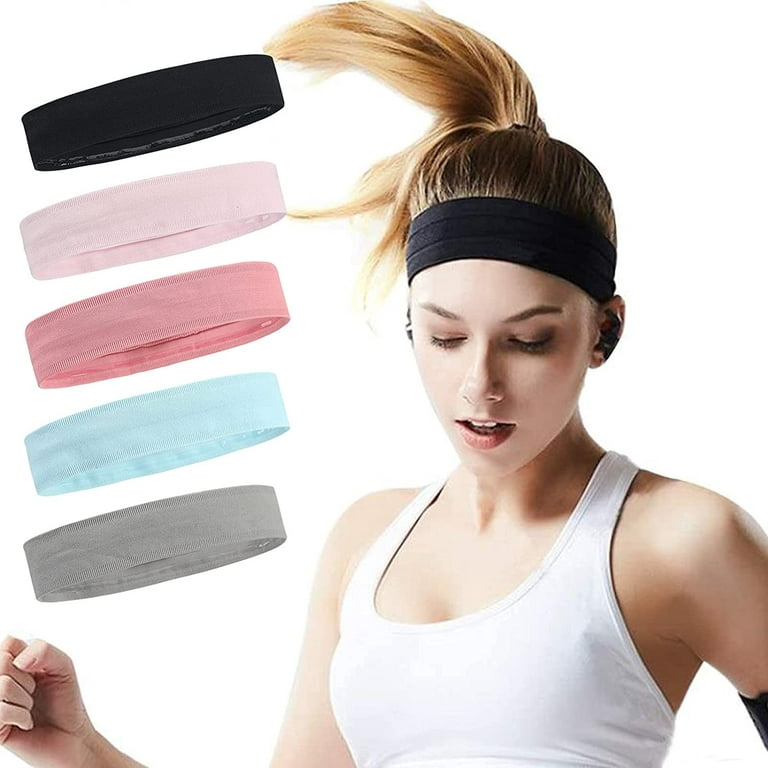 5 pcs, Workout Headbands for Women Men Non Slip Headband Sport Headbands  Sweatbands Elastic Sport Hair Bands for Yoga Running Sports Travel Indoor  Fitness Gym 