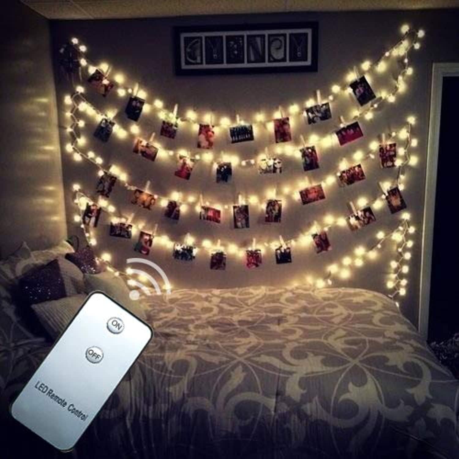 Photo Clip String Lights 200 LED 65.6Ft Fairy String Lights with 100 Clip Remote