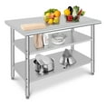 thumbnail image 2 of YUSAZENS 48 x 24 x 35 Inch Three Tier Stainless Steel Workbench, Stationary Heavy Duty Prep Table No Casters No Back Panel for Kitchen Storage Workshop, 2 of 9