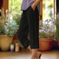 thumbnail image 2 of Chbgutlmr Woman Capri Pants Elastic Waisted Loose Lightweight Casual Cropped Straight Leg Trousers Summer, 2 of 4