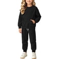 thumbnail image 6 of XAOFW Girl Outfits Long Sleeve Solid Color Sweatshirt Jogger Sweatpants Little Girls Fall Winter Cozy Clothes Sets 14-15 Years, 6 of 9