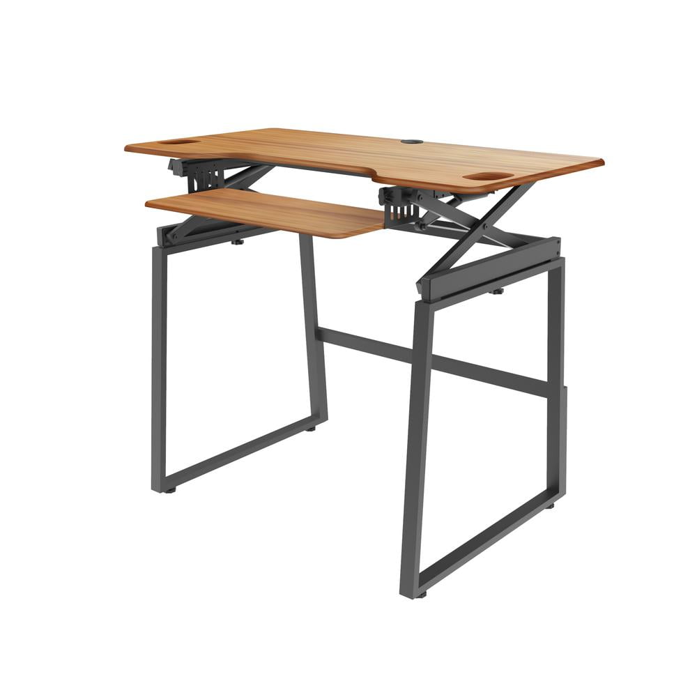 Rocelco 46" Large Height Adjustable Standing Desk Bundle - Teak wood Grain