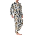thumbnail image 2 of Salouo Llama and Cactus1 Print Button-Front Long Sleeve Pajama Set for Men, Soft 2Pjs Men's Long Sleeve Sleepwear-Medium, 2 of 7