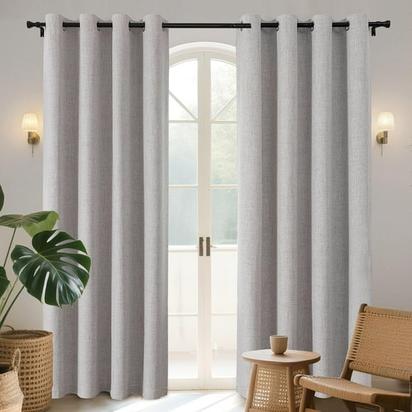 Joydeco Rideaux Occultants 84 Pouces de Long, 2 Panneaux Bourg, Rideaux Assombrissants pour Chambre, Rideaux Thermiques Texturés 100 % Occultants Protection de la Vie Privée Ensemble de 2 Panneaux (L52 x H84 Pouces,