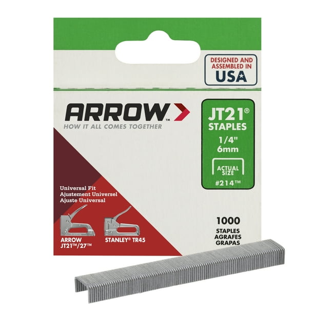 Arrow 1/4 inch JT21 Staples, 1,000 Count