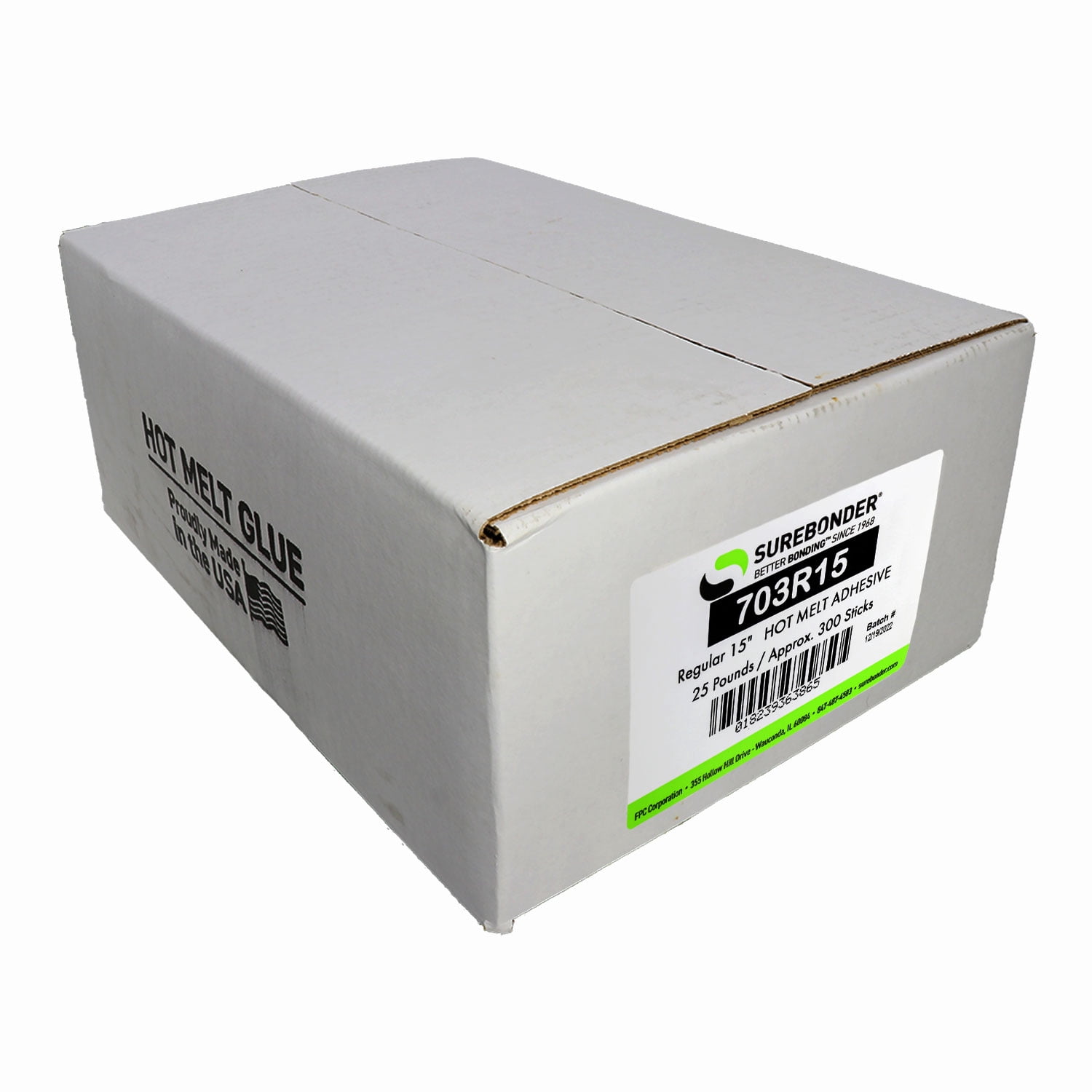703R15 Very Fast Set Packaging Hot Melt Glue Sticks - 7/16" x 15" | 25 lb Box
