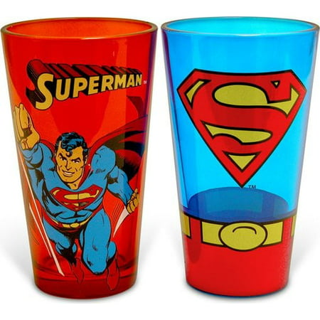 DC Comics: Superman: Red Mono/Uniform: 2-Piece 16 oz. Colored Pint Glass Set