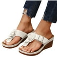 thumbnail image 4 of LOVZFMLL Sandals for Women Chunky Wedges Summer Dressy Flip Flops Comfortable Footwear Casual Walking Slip On Thong White 7.5, 4 of 7