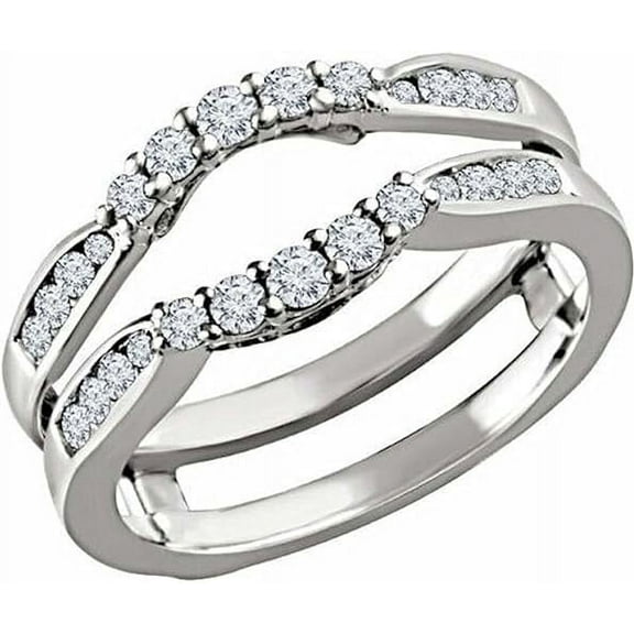 beryl_creation 925 Sterling Silver 2.10Ct Round Cut White Diamond Wrap Enhancer Engagement Wedding Ring 14k White Gold Finish For Women's & Girls - 4.5