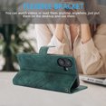thumbnail image 2 of Wallet Case for iPhone 16, PU Leather Flip Protective Phone Case Wrist Strap Card Slots Holder Pocket Embossed Stand Full Body Protection Rugged Case Cover for iPhone 16, Green, 2 of 8
