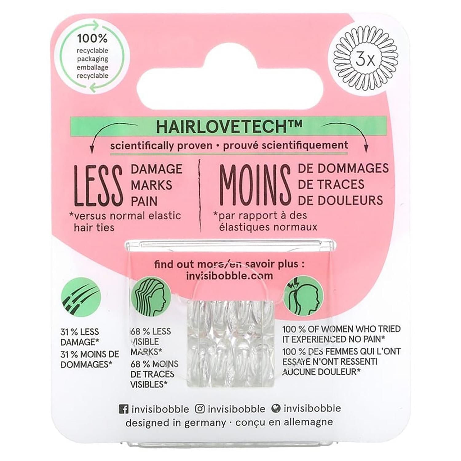 Invisibobble The Traceless 3 Pack Clear Hair Rings