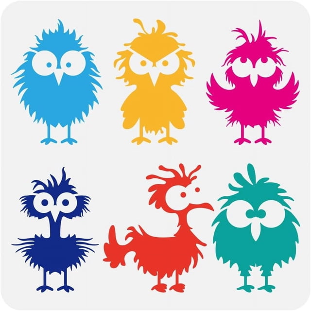 Plantilla grande de pollito rizado de 30x30 cm (11,8x11,8 pulgadas). Plantillas reutilizables para pintar pollitos inquietos. Plantillas para dibujar con temática animal.