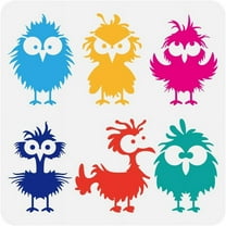 Frizzy Chick Large Stencil 11.8x11.8inch Cartoon Chick Painting Stencils Reusable Fidgety Bird Templates Animal Themes Drawing Templates for Wall Fabric Tiles Floor Paper Furniture Wood