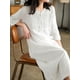 thumbnail image 1 of 2022 Summer New Women's Cotton and Linen Dress Loose Stitching Solid Color Cotton and Linen V-neck Five-point Sleeve Mid-lengthL Gao Jinjia LED, 1 of 2