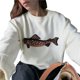 thumbnail image 3 of Suéter de Mujer con Estampado Peces en Contraste, Larga, Cuello Redondo, Punto Acanalado, Estilo Pullover, Ideal para Otoño e Informal. M, 3 of 5