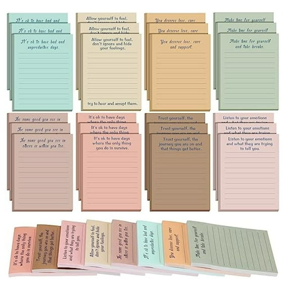 Notes Autocollantes Santé Mentale Affirmations de Psychologie Positives Notes Autocollantes Couleurs Vives Bloc-Notes Autocollant Cadeaux d'Appréciation Positive pour Collègues Ami