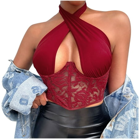 

Clearance! Holloyiver Firm Shapewear for Women Tummy Control Hanging Neck Small Waistcoat with Wrapped Chest Slim Fit Waist and Shoulder Vest Burgundy