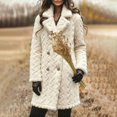 thumbnail image 4 of Women's 2025 Winter Double Breasted Plush Coat, Mid-Length Fleece Lined Trench Coat, Lapel Collar Warm Outerwear, Soft Faux Shearling Jacket, Elegant Cold Weather Protection White S, 4 of 5