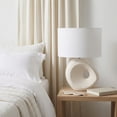 thumbnail image 2 of Sculptural Ceramic Table Lamp with Shade for Home Decor - Decorative Accent for Bedroom and Living Room Display - Contemporary Bedside Lamp for Nightstand and Desk Styling - 26", Ivory & Tan, 2 of 12