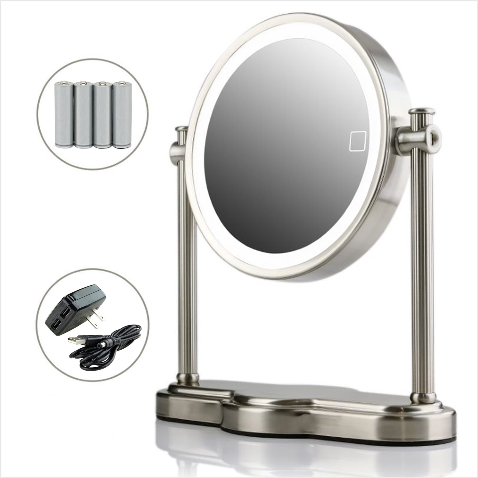 Ovente Lighted Magnifying Mirror 8, Tabletop Cosmetic Mirror