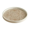 thumbnail image 3 of CarpNettore Bar Circle Decorative Plate Table Centerpiece Home Wooden Candle Holder Tray White, 3 of 9