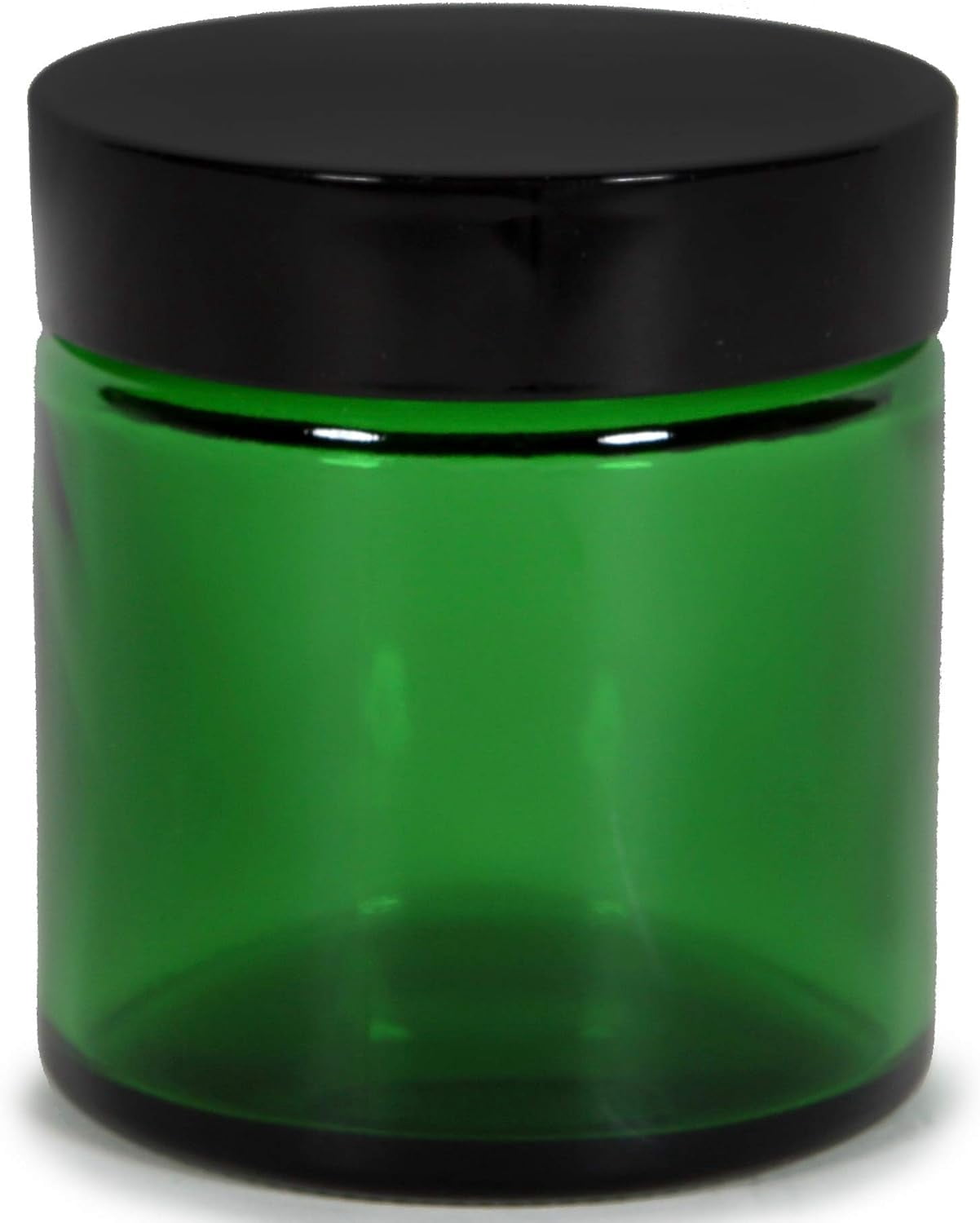 Vivaplex, 12, Green, 4 oz, Round Glass Jars, with Inner Liners and black Lids