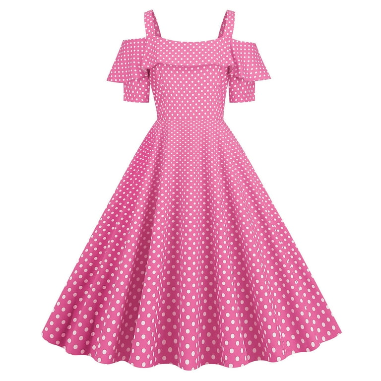 Pink polka dot dress cheap womens
