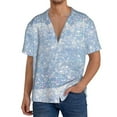 thumbnail image 3 of Disketp Men's Hawaiian White Bule Glitter Print Shirts Button Down Holiday Beach Shirts-3X-Large, 3 of 7
