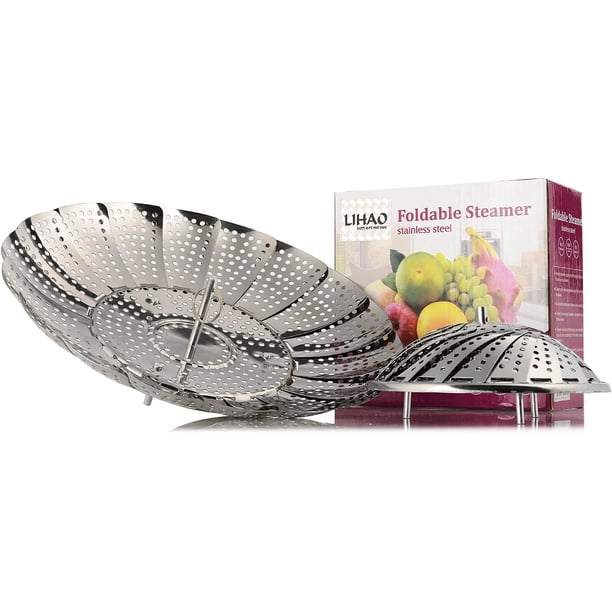 5 Inch Steamer Insert Naler Vegetable Steamer Basket,Stainless Steel Folding Steamer Insert ...