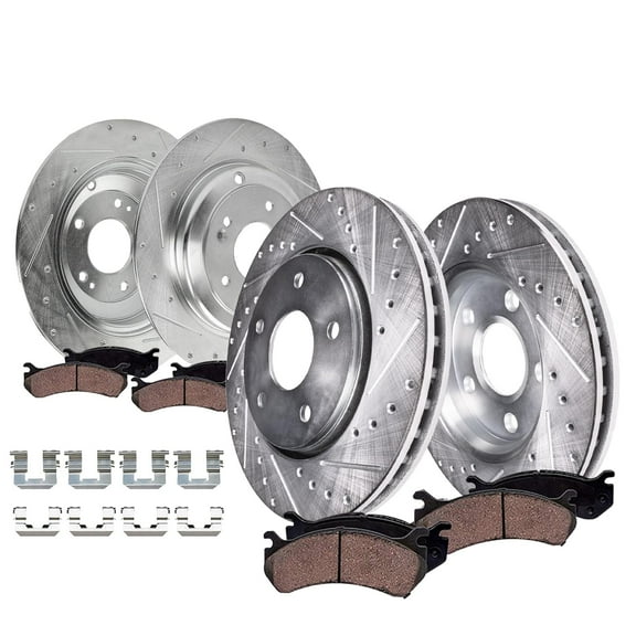 Detroit Axle - 8pc Brake Kit for Hyundai 10-16 Genesis Coupe, 12.60" inch Front and 12.36" inch Rear Drilled and Slotted Brake Rotors Ceramic Brakes Pads 2010 2011 2012 2013 2014 2015 2016 Replacemen