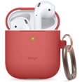 thumbnail image 1 of IBAOLEA Etui en Silicone avec Porte-Clés Compatible avec les AirPods IBAOLEA 1 & 2, LED avant Visible, Prend en Charge la Charge Sans Fil, Silicone de Protection [Vert Pastel] Rouge, 1 of 7